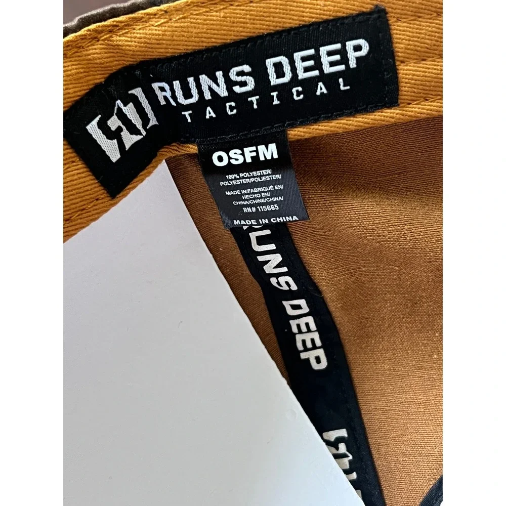 Runs Deep Tactical Mens American Flag Patch Brown Distressed Baseball Cap OSFM